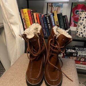 Polo by Ralph Lauren Brown Ankle Boots with Shearling Lining